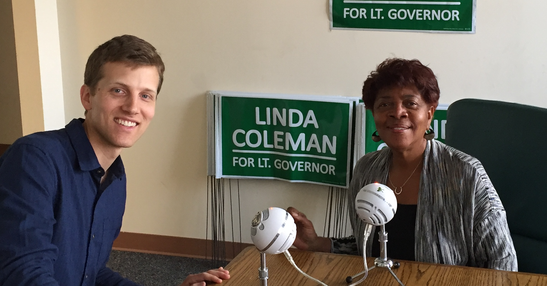 Linda Coleman with James Kotecki
